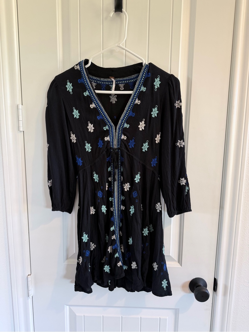 Free People Stargazer XS Embroidered Boho Tunic Mini Dress
